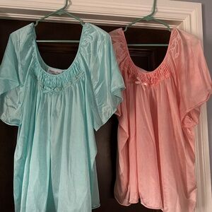 2 SUPER CUTE! 4X SILKY DAPHNE GREY PAJAMA TOPS